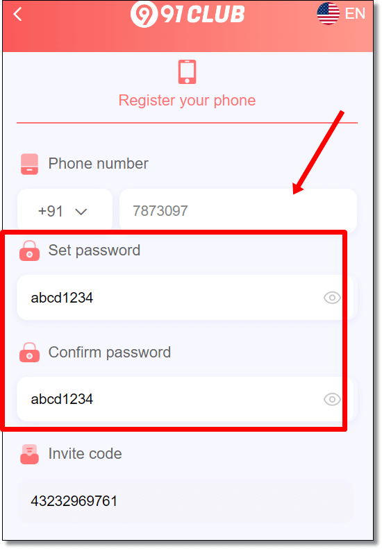 91 club password example